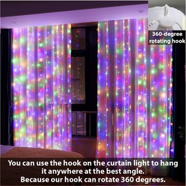 HXWEIYE 300LED Multicolor Fairy Curtain Lights for Bedroom, 3mx3m USB Powered 8 Modes Window Fairy String Lights for Indoor, Outdoor, Party Decorations