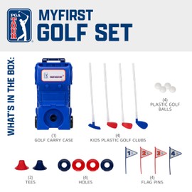 Franklin Sports Kids Toy Golf Set -PGA Tour MyFirst Plastic Golf Clubs+Balls Set for Kids + Toddlers - Mini Toy Righty+Lefty Golf Club Set-Includes Carry Case, (2) Tees,(4) Balls,(4) Holes with Flags