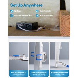 Sunco Lighting Sunco 12 Pack 6 Inch LED Recessed Light, Canless Ceiling Lights Slim with Junction Box, 850 LM, 14W (100W Equivalent), Selectable CCT 2700K/3000K/4000K/5000K/6000K, Dimmable, Wafer Thin ETL