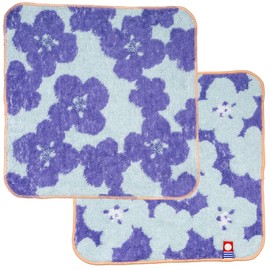 Nishio IBT-302-05-2P Imabari Towel Certified Hand Towel, Set of 2, Made in Japan, 100% Cotton, 7.9 inches (20 cm), Double-Sided Pile, Water Absorbent, Flower Pattern, Imabari Mini Towel Handkerchief