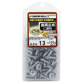 Wakai Sangyo KKW13V Deca Head Wood Crack Prevention Screws, 0.1 x 0.5 inches (4.0 x 13 mm), 120 Pieces