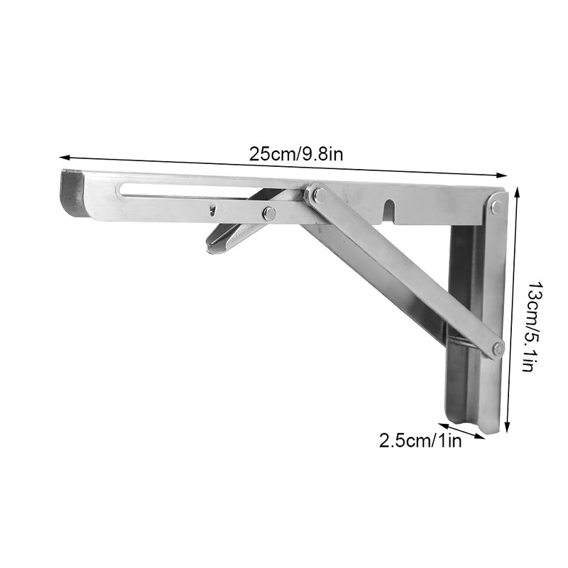 2Pcs Stainless Steel Triangular Folding Bracket Wall Shelf Support Heavy