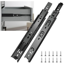 Sulawskys 14 Inch Drawer Slides, 6 Pairs (12 Pcs) Full Extension Ball Bearing Rails, Side Mount Heavy Duty 100 LB Capacity Metal Runners for Kitchen Cabinet, Wardrobe Dresser, Zinc Plated Steel Black