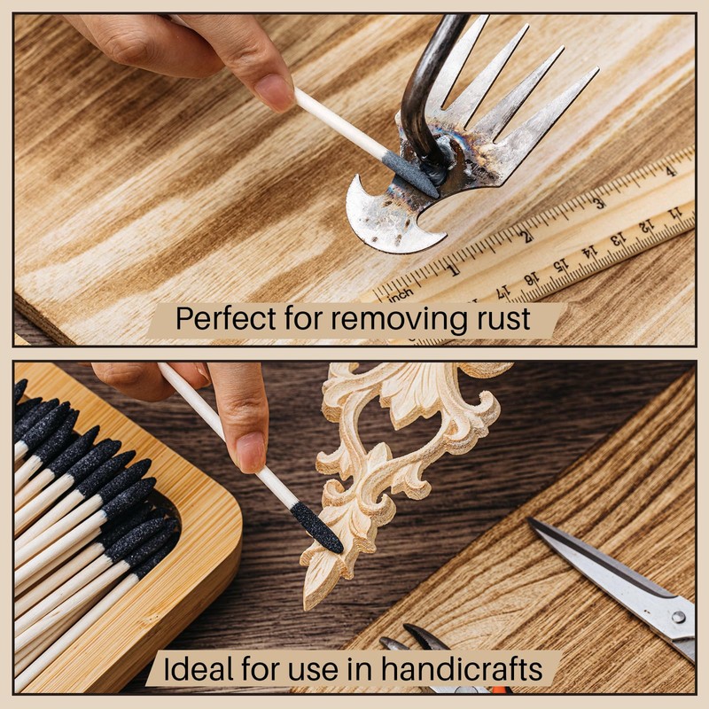 Leriton 60 Pcs Sanding Sticks Double End Matchsticks Sanding Twigs