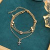 Prosy Layered Cross Anklets Gold Heart Ankle Bracelet Chain Crystal