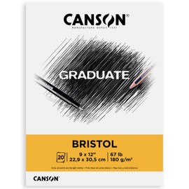 Canson Graduate Bristol Pad, Foldover, 9x12 inch, 20 Sheets | Artist Paper for Adults and Students - Drawing, Sketching, Markers and Art Journaling