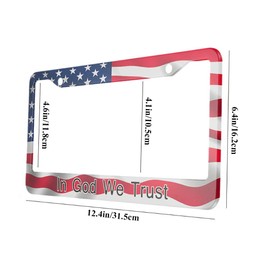 oFloral in God We Trust Aluminum Alloy License Plate Frame American Flag Red and White Stripes Stars Blue Applicable to US Standard Car Metal Front Car Tag Frame Holder for Women Men(1 Pack)