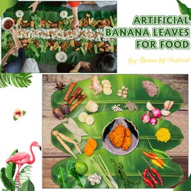 Tinlade 30 Pcs Banana Leaves Parchment Paper Leaf Tropical Artificial Banana Leaves for Cooking Charcuterie Board for Food Serving Hawaiian Party Decoration 22.8 x 9 Inch Centerpieces Placemat