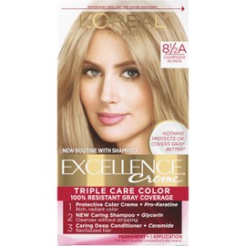 L'Oreal Paris Excellence Creme Permanent Triple Care Hair Color, 8.5A Champagne Blonde, Gray Coverage For Up to 8 Weeks, All Hair Types, Pack of 1