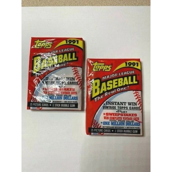 1991 Topps Baseball Wax Pack Lot - Two (2) Unopened