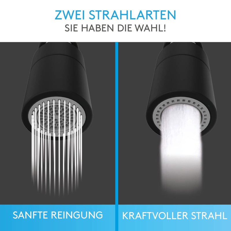 Bächlein Universal Tap Attachment in Matt Black with Two Jet