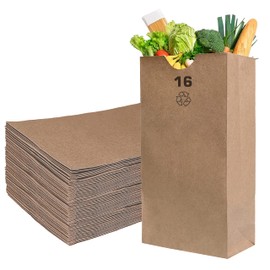 EcoQuality 1000 Brown Kraft Paper Bag (16 lb) Small - Paper Lunch Bags, Snacks, Gift Bags, Grocery, Merchandise, Party Bags,to Go, Carry Out, Recyclable (7 3/4" x 4 13/16" x 16") (16 Pound Capacity)