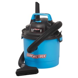 Channellock Wet/Dry Vacuum - Includes Nozzle & Crevice Tool, Portable, Corded Electric - 2.5 Gallon