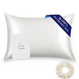ALASKA BEAR Silk Pillowcase 20 by 54 for Couple Hair and Skin Organic 100% Mulberry Silk Pillow Slip for Bliss Sleep, Body Size(1pc, Ivory White)