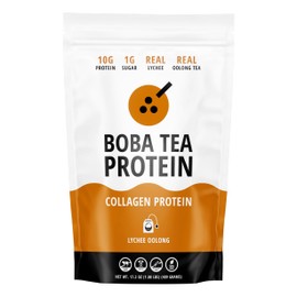 Boba Tea Protein Lychee Oolong Flavored Collagen | 30 Servings | Grass-Fed Hydrolyzed Bovine Collagen Powder for Men and Women | Promotes Hair, Nail, Skin, Bone, and Joint Health | No Added Sugar