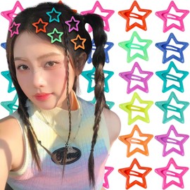 ZLSPTK 27PCS Star Hair Clips Y2K Glow in The Dark Metal Y2k Hair Accessories for Women Girls Cute Star Barrettes for Long Short Curly Thin Thick Hair Pins Bulk Kawaii Snap Hair Clips Small Styling