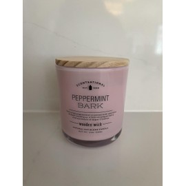 Generic Scentsational Peppermint Bark Wooden Wick Candle, Natural Soy Wax, 11 oz, Pink Jar