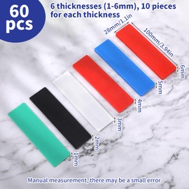 Pack of 60 Spacers Plastic Right Angle 28 x 100 mm, Plastic Glazing Blocks for Laying Tiles, Plastic Spacers, Waterproof Underlay Plates Plastic (Mix 1 mm - 6 mm Set)