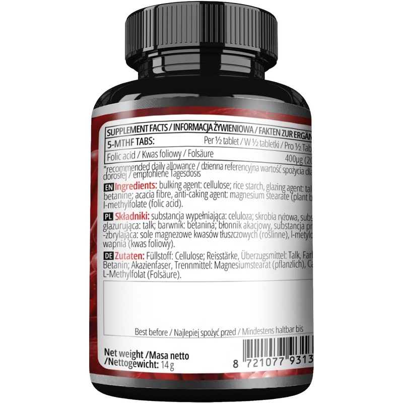 5-MTHF Tabs - 400 µg L-Methylfolate Per Serving - 60