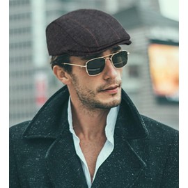 Men's Flat Cap Newsboy Beret Herringbone Flat Cap Beret Cap Warm Men's Gatsby Caps Beret Cap Men's Flat Cap Peaked Cap Newsboy Flat Cap, Dark grey check pattern