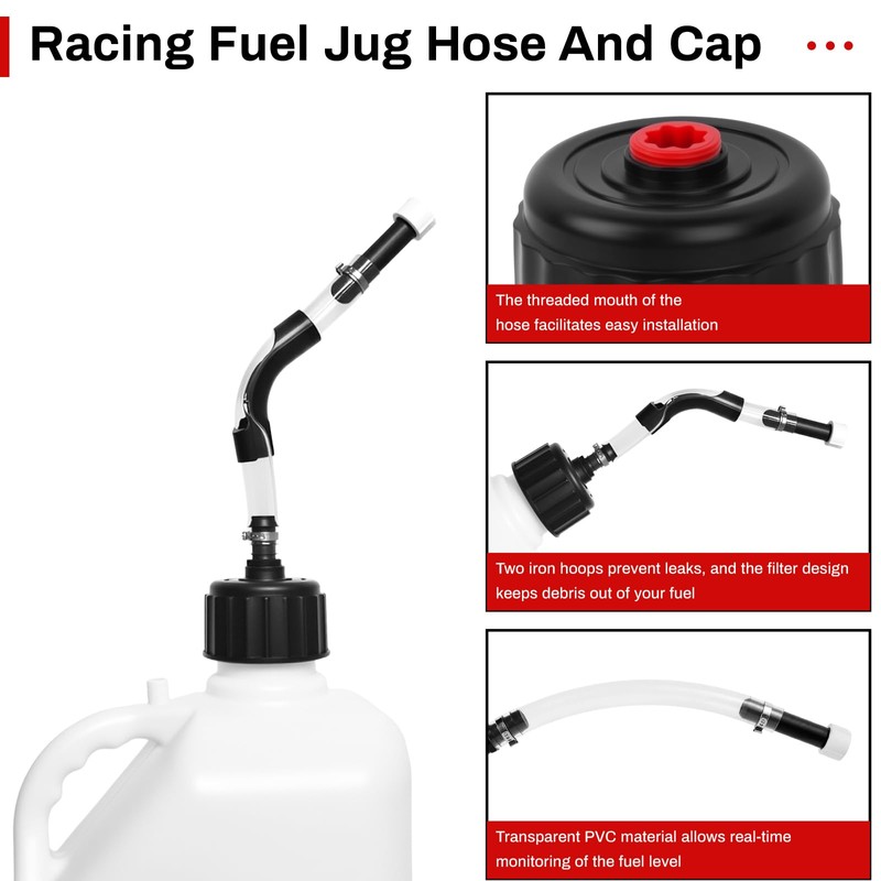 Racing Fuel Jug Hose & Cap 5.5 Gallon Gas Can
