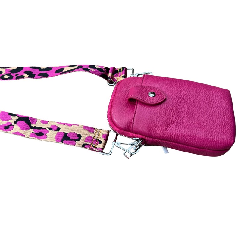 Italian Genuine Leather Mini Phone Pouch Bag with detachable &