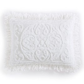 Beatrice Home Fashions Medallion Chenille, King Sham, White 20" x 36"