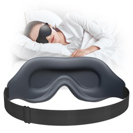 EVA BELLE Sleep Mask for Men Women, Zero Pressure 3D Sleeping Mask, Cool Super Smooth Eye Cover, Light Blocking Soft Eye Shade Cover Memory Foam, Lightweight for Home Travel Use