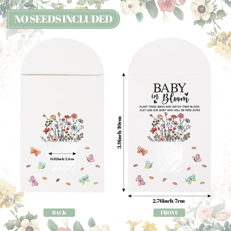 100Pcs Baby in Bloom Baby Shower Party Favor Seed Envelopes