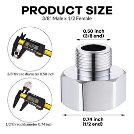Reducer Faucet Adapter, G1/2" Female to 3/8" Male Compression Pipe Fitting, Brass Water Supply Line Adapter for RV Kitchen & Bathroom Plumbing, Includes Rubber Washer - 2 Pack