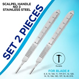 SS INSTRUMENTX Scalpel Handle No.3 BP Handle Fits Blades Numbers 6-16 (1 Count (Pack of 2) Silver)