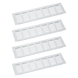 sourcing map Air Vents Cover, 4Pcs 300 x 80mm - Aluminum Alloy Mesh Air Return Vent Cover, Rectangle Louvered Ventilation Grille for Shoe Cabinet Wardrobe (Silver)