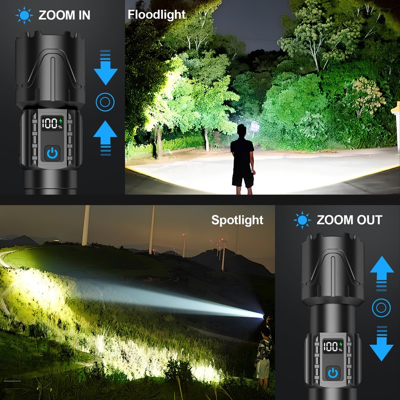 Rechargeable Tactical Flashlights High Lumens - 20,000LM Super Bright LED