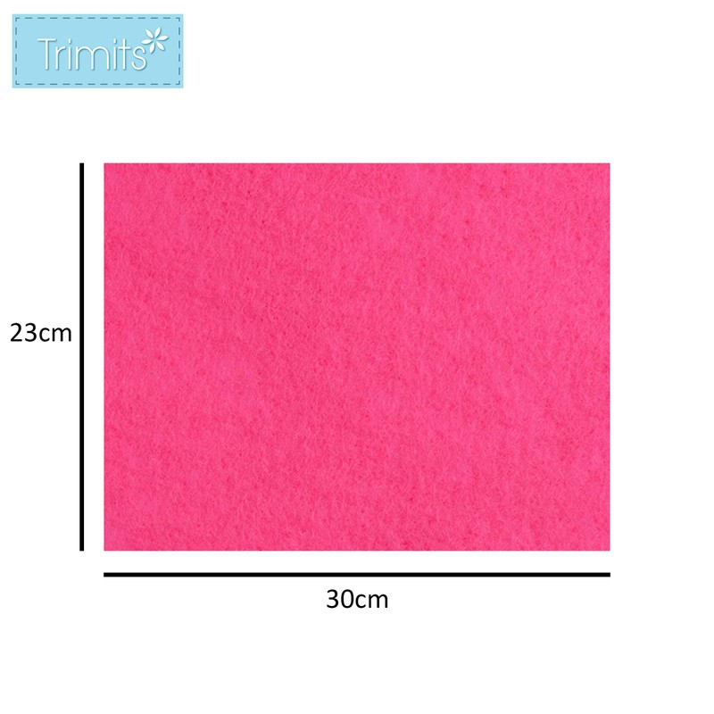 Trimits Craft Felt, 10 Pack, Shocking Pink,23 x 30cm