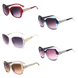 5pcs Womens Oversized Polarised Sunglasses, Vintage Fashion Square Sparkling Frame UV Protection Ladies Sunglasses for Gatherings, Beaches, Parties, Shopping