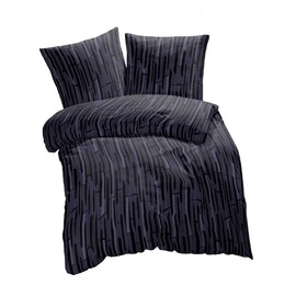 etérea Microfibre Bed Linen Nick, 135 x 200 cm, Set of 2, Non-Iron with Zip, According to Oekotex 100, Duvet Cover with Pillowcase, 135 x 200 cm + 80 x 80 cm, Plum