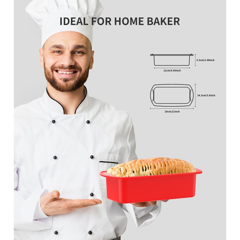 Ankway Rechteckig Silikon Brotbackform mit Teigschaber, 2er Set Anti haftende