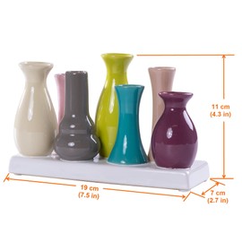 Jinfa Handmade, Small, Ceramic, Decorative Flower Vases, Set of 7 Coloured Vases