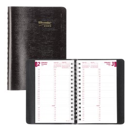 Brownline® 2025 Essential Daily Planner, Appointment Book, 12 Months, January to December, Twin-Wire Binding, 8" x 5", Black (CB800.BLK-25)