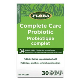 Flora Health Complete Care Probiotic Six Strains of Beneficial Bacteria, Support Digestive and Immune Health, Shelf Stable, 34 Billion CFU's, 30 Vegetarian Capsules Blister Pack