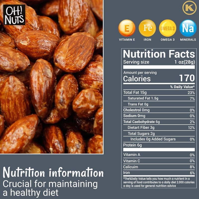 Oh! Nuts Honey Glazed Roasted Almonds - 2 lb -