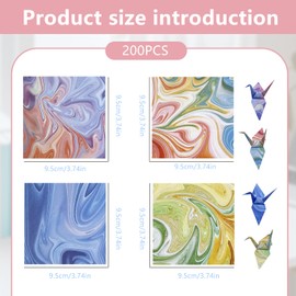 XINGNA Origami Paper Colour Gradient, 400 Sheets Square Origami Paper Double-Sided 9.5 x 9.5 cm, Craft Paper Colourful Pattern for DIY Craft Projects for Children and Adults (4 Styles Craft Paper)