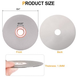 HARFINGTON Diamond Flat Lap Disc Set 4" x 5/8" Arbor 50/60/80/100/120/240/260/320/400/600/1000/1200/1500/2000/2500/3000 Grit Grinding Wheel