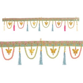 Toran Bandanwaar Decoration Traditional Decorative Hanging for Wall Door Home Temple Festival Wedding Function Party Décor and Gifting (Pink and Blue Tassels)