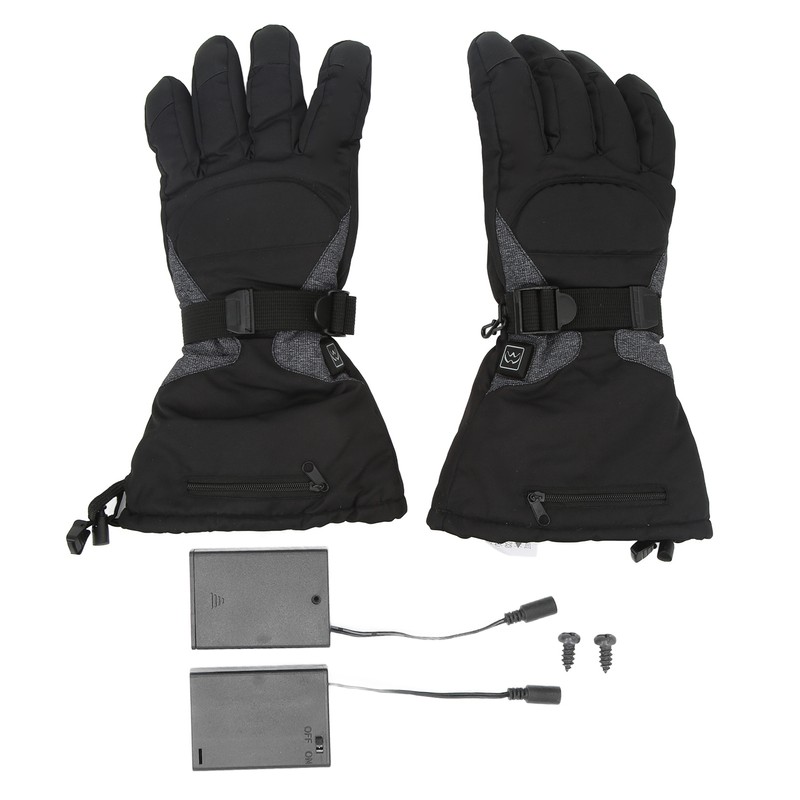 One Pair Heated Gloves Unisex Black XL 3 Gears Temperature