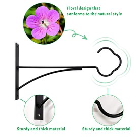 SNAIL GARDEN Hanging Plant Bracket, 2Pack Hanging Plant Hangers Outdoor with Screws, Metal Plant Hooks for Hanging Baskets Black Iron Outdoor Hanging Brackets