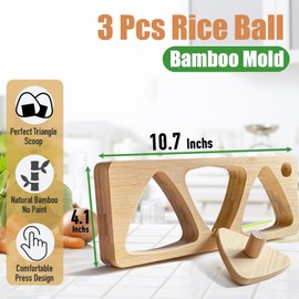 Onigiri Bamboo Rice Ball Mold Set, Come With Press Plate Triangle Sushi Mold for Japanese. Musubi Wooden Classic Maker Kids Lunch Bento Picnic Family Home DIY (Standard Size)