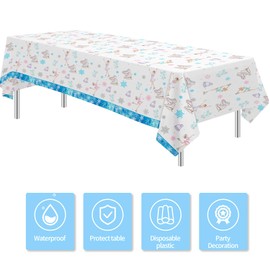 YJRJSC Ice Skating Birthday Party Decorations Tablecloth, Disposable Ice Skating Party Supplies Tablecover, Winter Wonderland Ice Skating Birthday Decorations Table Cloth, 3 Pcs, 54in x 108in