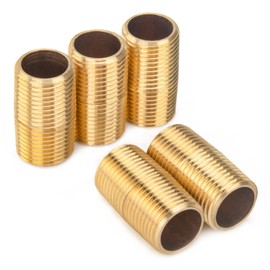 LTWFITTING Brass Pipe 1-1/2" Long Nipple Fitting 1/2 Male NPT Air Water (Pack of 5)