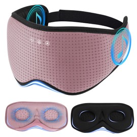 ZHENYEMEI 3D Sleep Mask with Bluetooth Headphones 2-in-1, Timing Sleeping Headphones for Side Sleepers, Wireless Music Eye Mask with Ultra-Thin Stereo Speakers for Men, Women, Tech Gifts, Pink